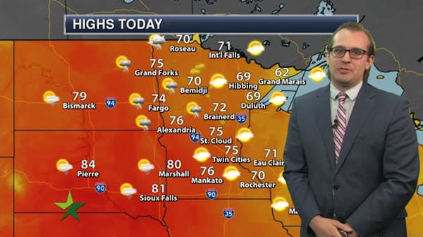 Evening forecast: Mostly cloudy, slight chance of showers