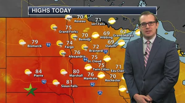 Afternoon forecast: Partly sunny and windy, high 75