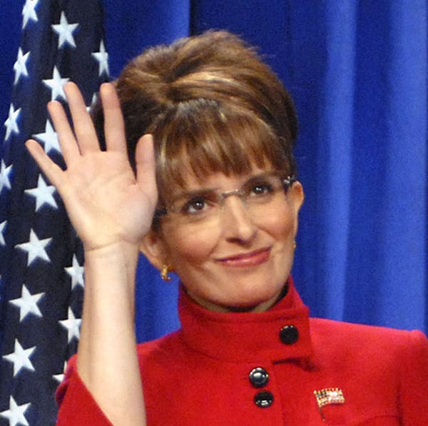 Actress Tina Fey plays Alaska Gov. Sarah Palin, on "Saturday Night Live" in New York.