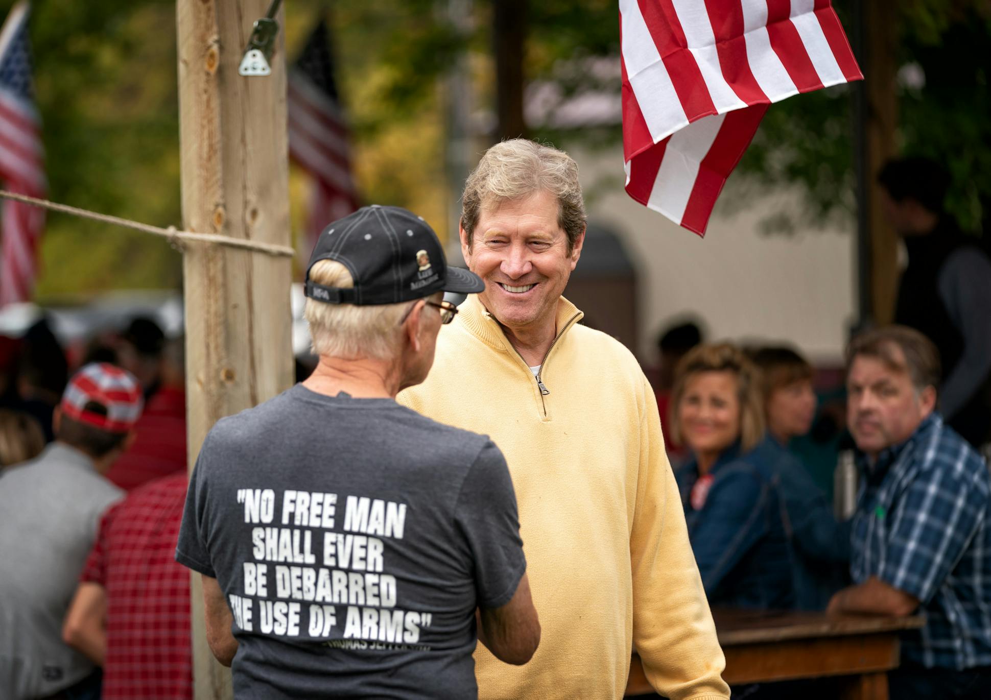 Jason Lewis spoke to the crowd at Reagan Day at the Ranch, a Republican event held annually in Taylors Falls.