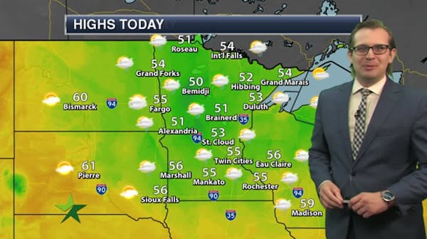 Morning forecast: Cool and windy, high 55; scattered afternoon showers