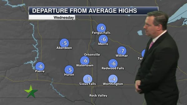 Evening forecast: Low of 49; spotty showers possible