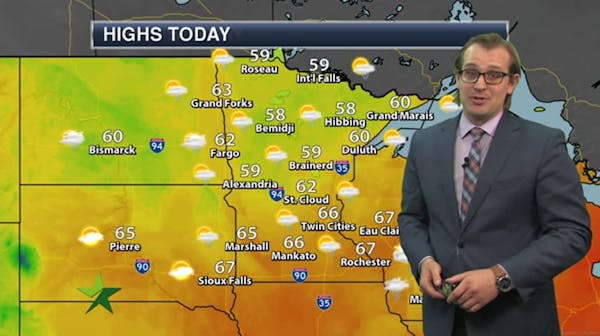 Evening forecast: Scattered showers, low 48