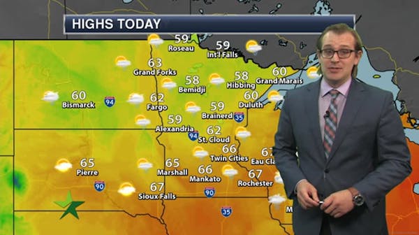 Afternoon forecast: Windy, chance of showers; high 66