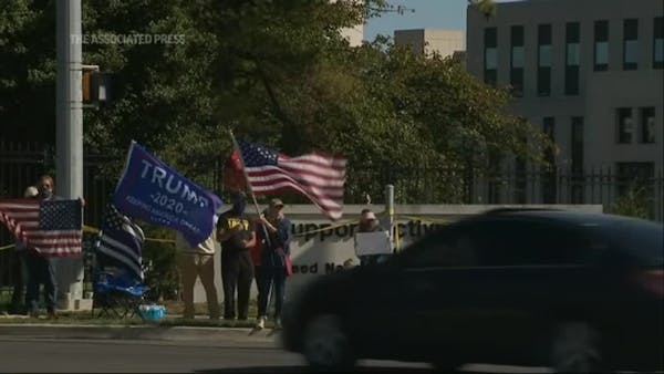 Supporters outside hospital where Trump is staying