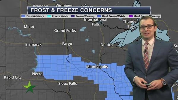 Morning forecast: Early frost, then sunny and cool; high 55