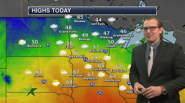 Morning forecast: Some showers with gusty winds, high 65