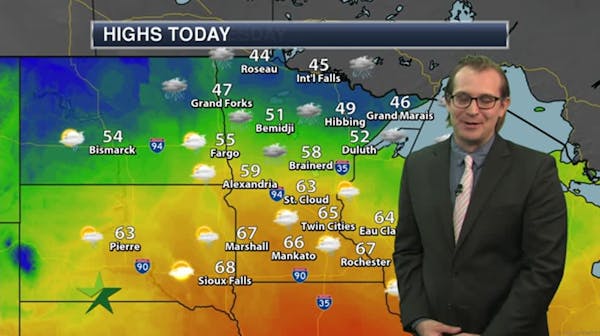 Afternoon forecast: Partly cloudy, high of 64