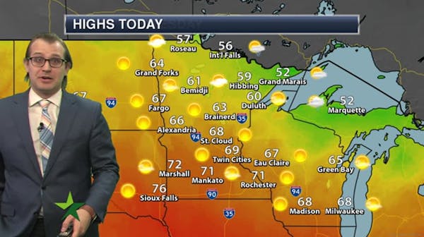 Afternoon forecast: Sunny and beautiful, high 69