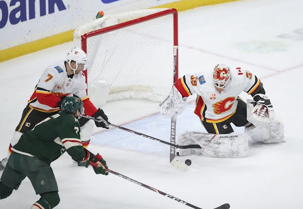 Cam Talbot played for the Calgary Flames against the Wild on Dec. 23 last season.