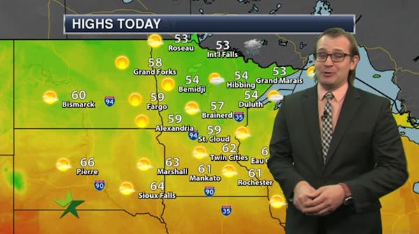 Morning forecast: Mostly sunny, high 62; cold coming soon