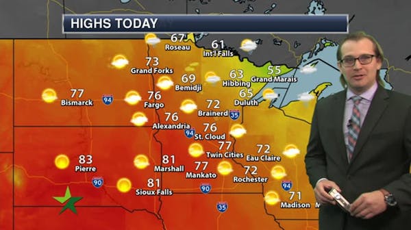 Morning forecast: Sunny and warmer; high 77