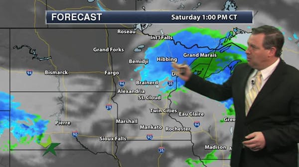 Morning forecast: 56, showers tapering off