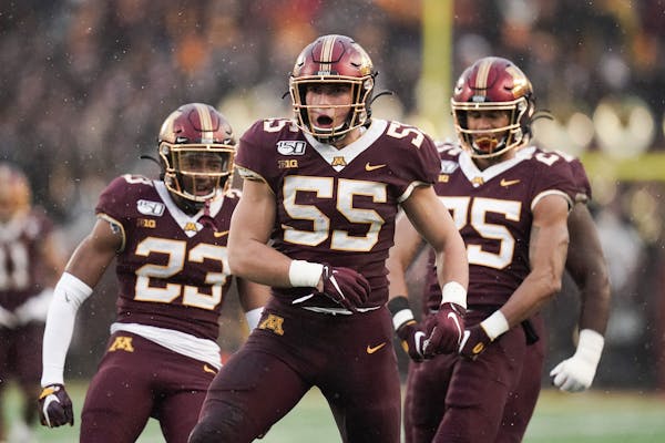 Gophers linebacker Mariano Sori-Marin celebrated after shutting down a fourth down play last season.