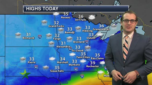 Afternoon forecast: 35, wintry mix