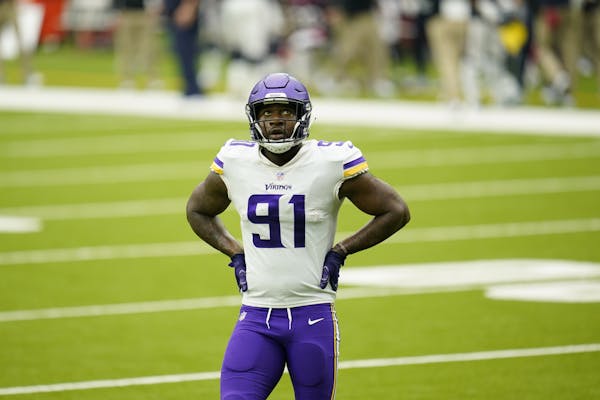 Vikings defensive end Yannick Ngakoue is being traded to Baltimore. (AP Photo/Matt Patterson)