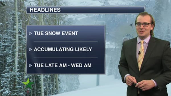 Morning forecast: Mostly cloudy, high 40; snow Tuesday