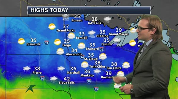 Afternoon forecast: 38, melting snow, mix of sun and clouds, chance of mix evening