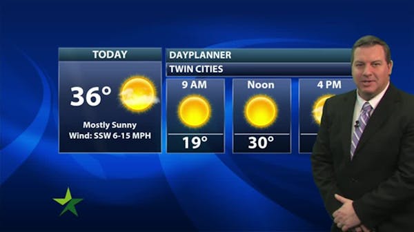 Morning forecast: Sunny and chilly, high 36
