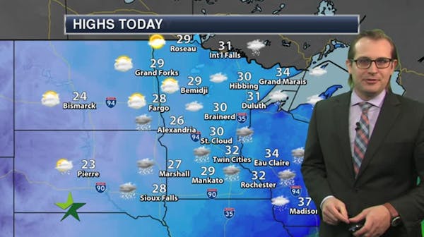 Morning forecast: Snow showers, high 32; more cold on the way