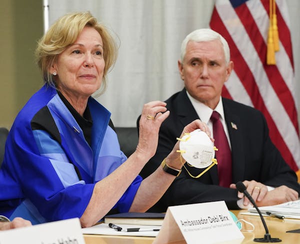 Dr. Deborah Birx, shown here with Vice President Mike Pence in Maplewood this past spring, visited Rochester on Saturday.