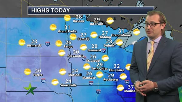 Afternoon forecast: Cold and partly sunny; high 29