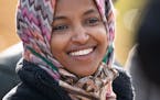 U.S. Rep Ilhan Omar spoke to campaign staffers and volunteers in Powderhorn Park in Minneapolis while campaigning this fall.