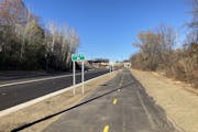 The new bike trail on Ayd Mill Road, south of the Grand Avenue overpass.