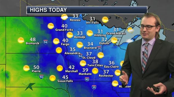 Afternoon forecast: Sunny but chilly, high 38