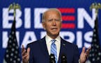 Democratic presidential candidate former Vice President Joe Biden speaks Wednesday, Nov. 4, 2020, in Wilmington, Del.
