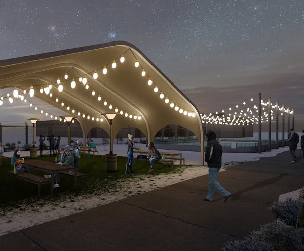 A rendering of what Forgotten Star brewery’s outdoor area will look.