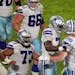 Dallas Cowboys tight end Dalton Schultz (86) celebrated with his teammates after he scored what would be the game winning touchdown in the fourth quar