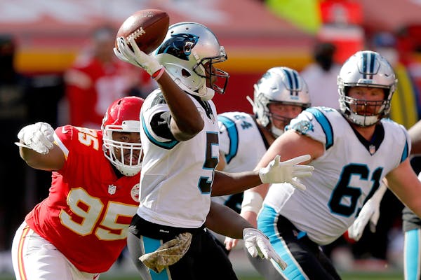 Panthers quarterback Teddy Bridgewater throws against the Kansas City Chiefs earlier this month.