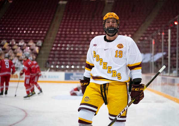 Scott Reedy, shown earlier this season against Ohio State, leads the Gophers with five goals this season.
