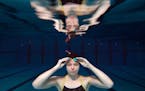 Junior Grace Hanson of Hutchinson, the Star Tribune Metro Girls’ Swimmer of the Year, posed for a portrait underwater in the pool at Hutchinson Midd