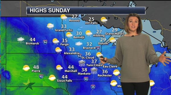 Evening forecast: Low 26, warmer Sunday with chance of snow late