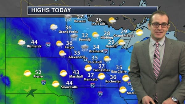Morning forecast: Partly sunny, high 37; coating of snow possible tonight