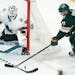 Zach Parise of the Wild looked to score against San Jose Sharks goalie Martin Jones during a game at Xcel Energy Center on Feb. 15.