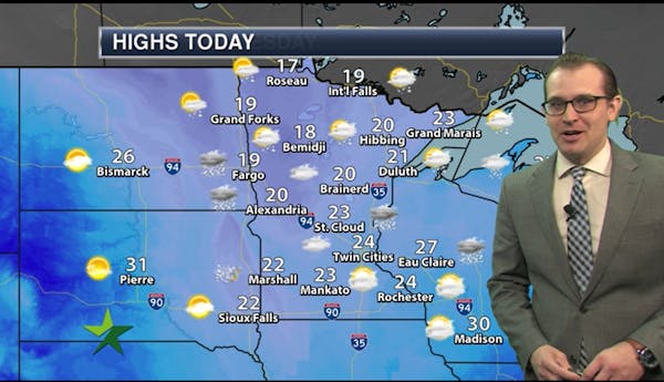 Morning forecast: High of 24 after 2-4" on Tuesday