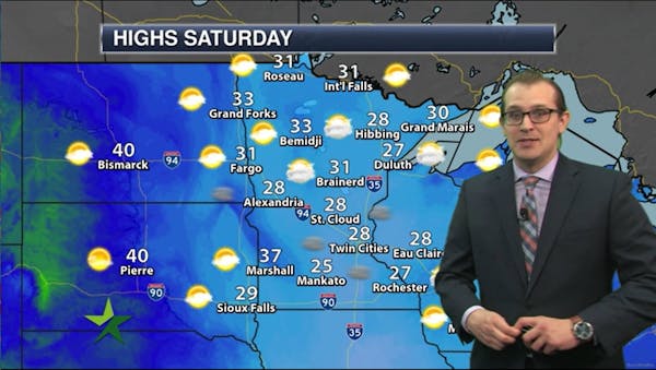 Morning forecast: High of 28, cloudy