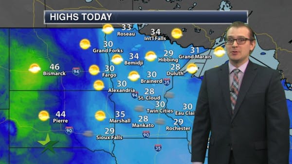 Afternoon forecast: Mostly sunny, high 30