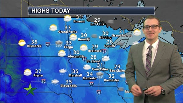 Afternoon forecast: 31, mostly cloudy, chance of freezing fog tonight