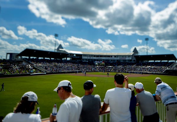 Fans watched the Toronto Blue Jays take on the Minnesota Twins from center field at Hammond Stadium on Feb. 23, 2020.