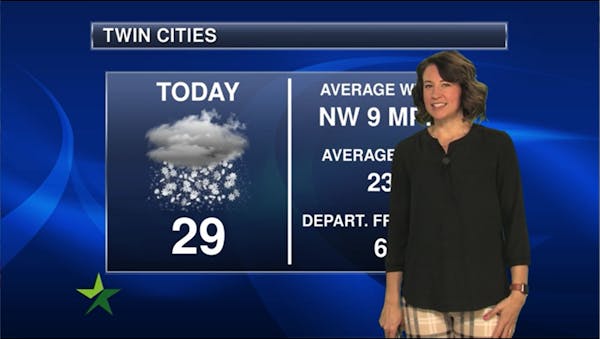 Morning forecast: 29, slight chance of flurries later today