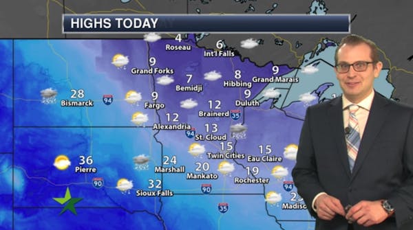 Forecast: Low of 5; partly to mostly cloudy, with rising temps late