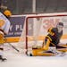 Arizona State goalie Bronson Moore, called up from the Sun Devils club team, denied Gophers forward Scott Reedy in the third period of Minnesota’s 1