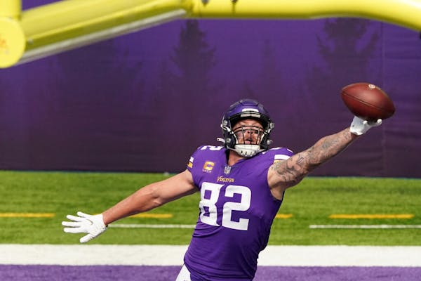 Vikings tight end Kyle Rudolph finished this season with only one touchdown, the fewest of his career. 
