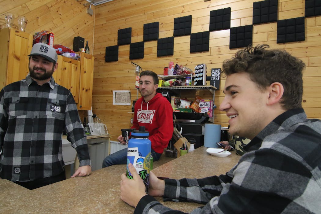 The CBoys gathered in their facility, recently remodeled, outside Cormorant, Minn.