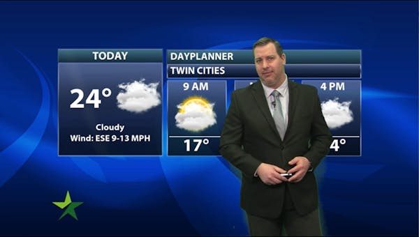 Afternoon forecast: 24, cloudy, potential for ice tonight