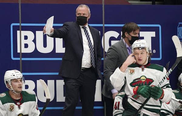 Wild coach Dean Evason directed his team during Tuesday’s game against the Avalanche in Denver.